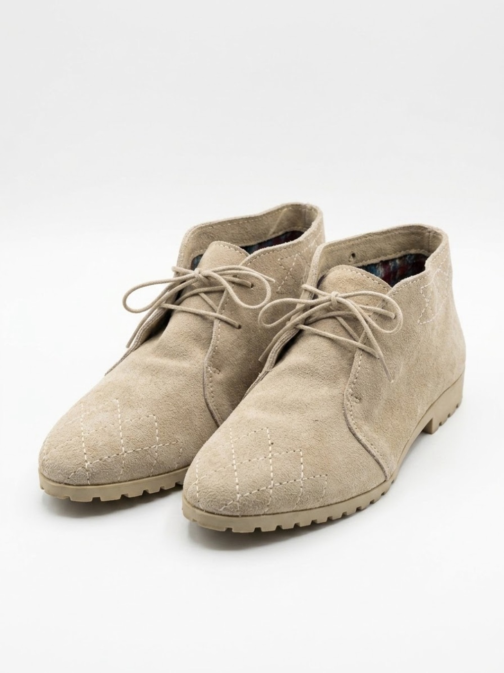 Vintage 90s Buskens Suede Desert Boots Tan Chukka Ankle Lace Up Size 8 Y2K